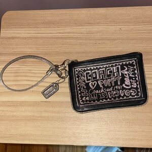Coach Black and Silver Poppy Wristlet